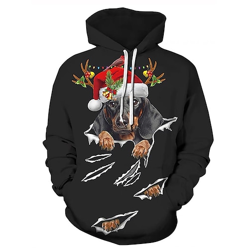 

Men's Pullover Hoodie Sweatshirt Black Red Hooded Animal Dog Graphic Prints Print Daily Sports 3D Print Basic Streetwear Designer Spring Fall Clothing Apparel Hoodies Sweatshirts