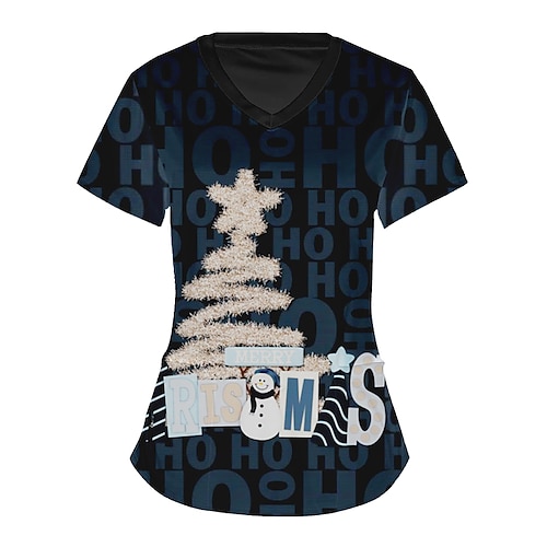 

Snowman Christmas Trees Masquerade T-shirt Women's Christmas Christmas Carnival Masquerade Adults' Christmas Vacation Polyester Top