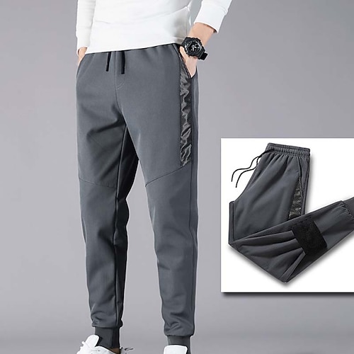 

Men's Fleece Pants Sweatpants Joggers Winter Pants Trousers Pocket Drawstring Elastic Waist Solid Color Warm Daily Holiday Streetwear Stylish Black Grey Micro-elastic
