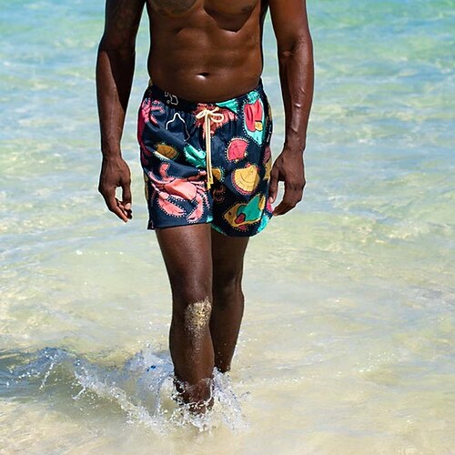 

Men's Swim Shorts Swim Trunks Board Shorts Drawstring Elastic Waist Animal Print Comfort Breathable Casual Daily Beach Fashion Streetwear Black Micro-elastic