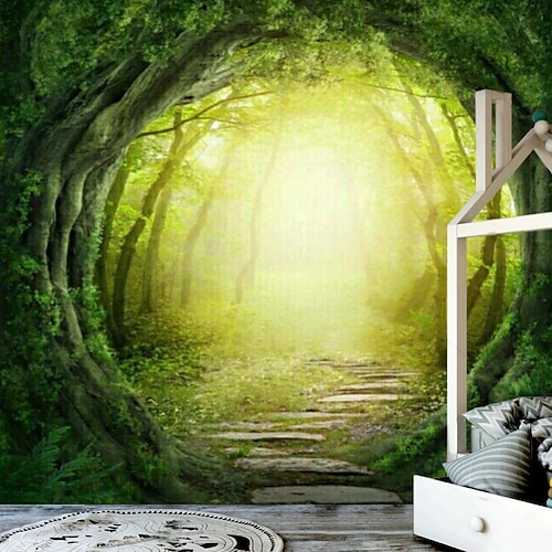 

Landscape Wallpaper Mural Green Forest Wall Covering Sticker Peel and Stick Removable PVC/Vinyl Material Self Adhesive/Adhesive Required Wall Decor for Living Room Kitchen Bathroom