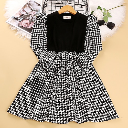 

Kids Girls' Dress Graphic A Line Dress Dress School Long Sleeve Adorable Dress 4-12 Years Winter Wine Red Green Black / Fall