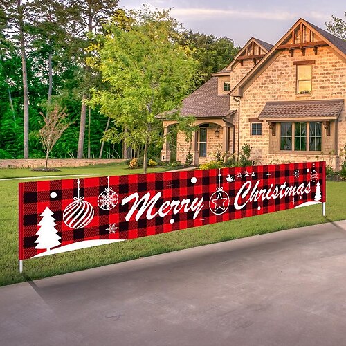 

cross-border new christmas decoration banner red and black plaid elderly festival party atmosphere arrangement dress up