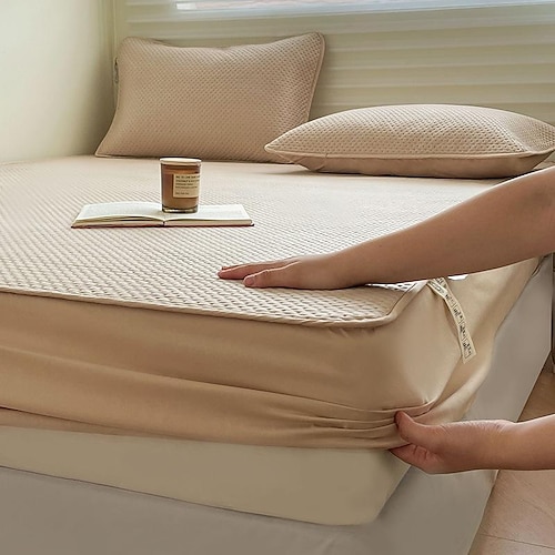 

Soybean Quilted Fitted Sheet Type A Knitted Cotton Mattress Cover Protective Cover All-Inclusive Six-Sided Simmons Bedspread