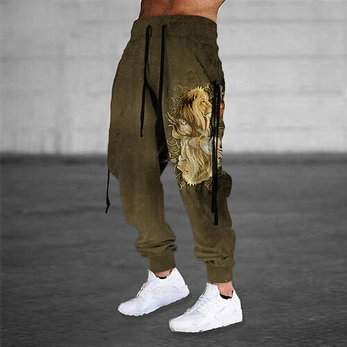 

Men's Sweatpants Joggers Trousers Drawstring Elastic Waist 3D Print Graphic Prints Comfort Sports Outdoor Casual Daily Cotton Blend Streetwear Designer Green Black Micro-elastic