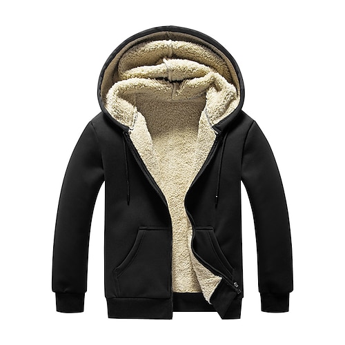 

Men's Sweatshirt Sherpa Black Light Grey Dark Gray Crew Neck Solid Color Embroidery Sports & Outdoor Daily Going out Cotton Active Basic Streetwear Fall & Winter Clothing Apparel Hoodies Sweatshirts