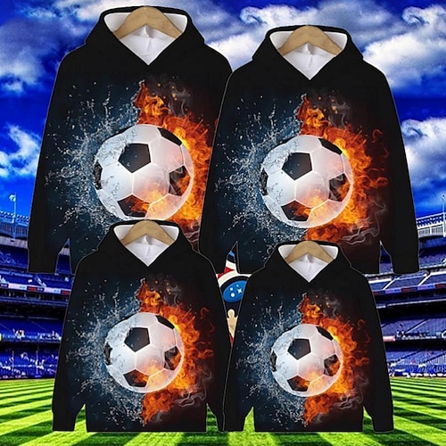 

Family Hoodie Graphic Football Outdoor Crewneck Black Long Sleeve Sports Matching Outfits