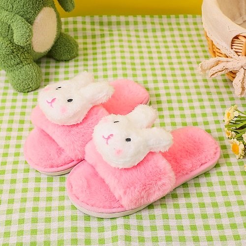 

Girls' Slippers & Flip-Flops Fur Lining Polyester Slippers Big Kids(7years ) Little Kids(4-7ys) Indoor Rabbit Black Rosy Pink Beige Winter Fall