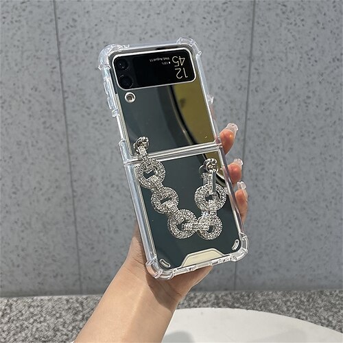 

Phone Case For Samsung Galaxy Flip Z Flip Z Flip 4 Z Flip 3 Bumper Frame Full Body Protective Dustproof Transparent Crystal Diamond PC