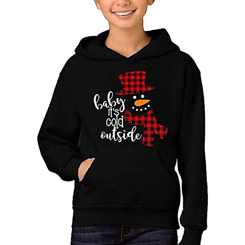 

Kids Boys Christmas Hoodie Pullover Letter Santa Claus Christmas Tree Long Sleeve Pocket Children Top Christmas Gifts Hoodie Adorable Daily Green Black Red Winter 7-13 Years