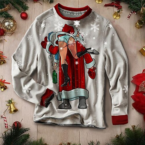 

Men's Sweatshirt Pullover Gray Crew Neck Graphic Prints Ugly Christmas Patchwork Print Daily Sports Holiday 3D Print Streetwear Designer Casual Spring & Fall Clothing Apparel Hoodies Sweatshirts