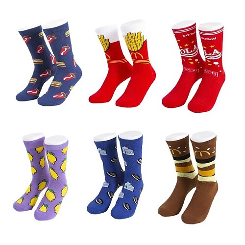 

Socks Avocado French Fries Eggs Interesting Color Matching Cotton Tide Socks Women's Socks