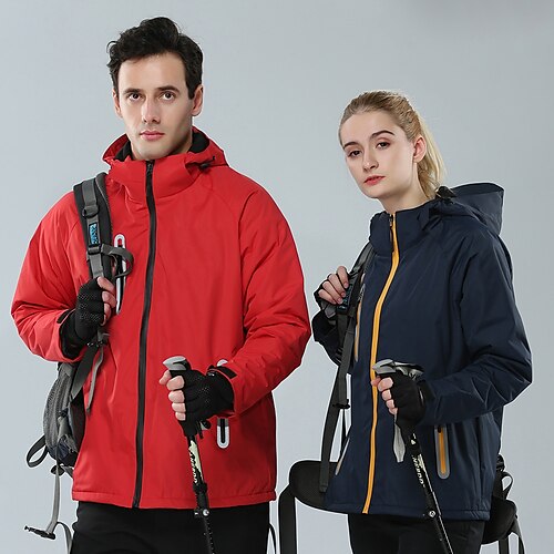 

Men's Women's Ski Jacket Waterproof Hiking Jacket Hiking Fleece Jacket Winter Outdoor Thermal Warm Fleece Lining Waterproof Windproof Outerwear Trench Coat Top Hunting Ski / Snowboard Fishing Yellow