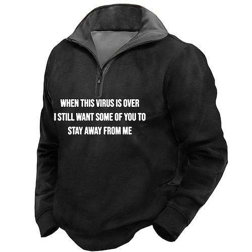 

Men's Zip Up Sweatshirt Pullover Quarter Zipper Sweatshirt Black Half Zip Letter Graphic Prints Zipper Print Daily Sports 3D Print Basic Designer Casual Spring & Fall Clothing Apparel Hoodies