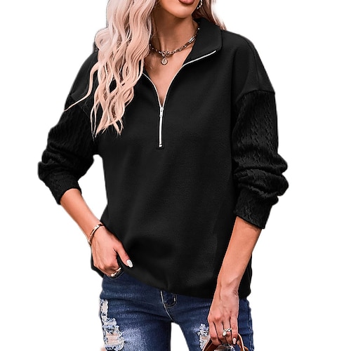 

2022 autumn and winter women's new amazon cross-border europe and the united states foreign trade top ladies fashion stitching knitted sleeve sweater