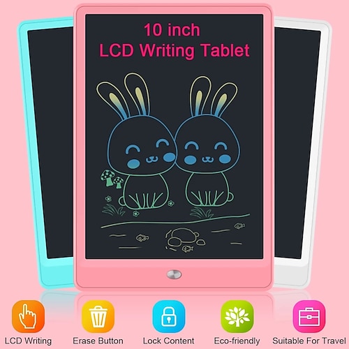 

Tablet de escrita lcd colorido de 10 polegadas para crianças desenho bloco de pintura quadro-negro eletrônico rabisco placa de brinquedo para bebê presente para menina