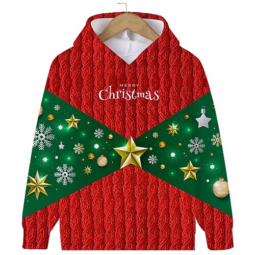  Kinderen Jongens Kersthoodie Trui met capuchon Grafisch Kerstman Emoji Lange mouw Zak Lente Herfst Winter Modieus leuke Style Polyester Buiten Casual