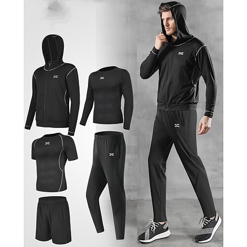 

Men's Activewear Set Compression Suit Athletic Winter Long Sleeve Spandex Breathable Quick Dry Lightweight Fitness Gym Workout Running Sportswear Activewear Black Dark Blue BlackGray