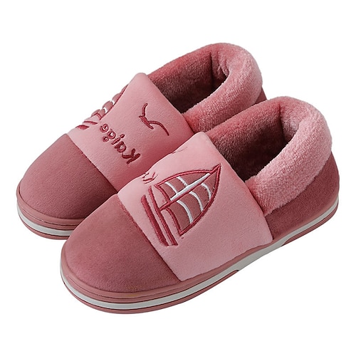 

Women's Slippers Home Indoor Shoes Fleece Slippers Memory Foam Slippers Winter Flat Heel Round Toe Casual Polyester Loafer Geometric Purple Red