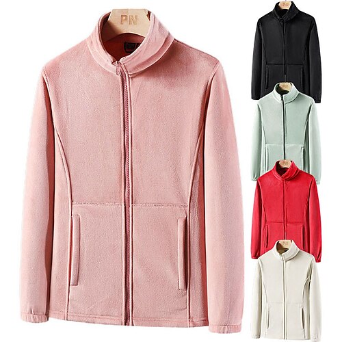 

Women's Hiking Fleece Jacket Winter Outdoor Thermal Warm Fleece Lining Breathable Lightweight Outerwear Fishing Camping / Hiking / Caving Traveling Big red Green Black Pink Beige