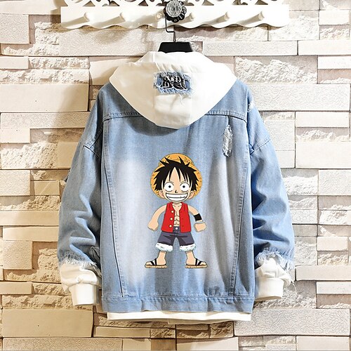 

Inspired by One Piece Film: Red Monkey D. Luffy Anime Cartoon Manga Anime Denim Jacket Harajuku Kawaii Coat For Men's Women's Unisex Adults' Hot Stamping Denim