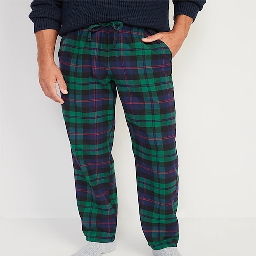 

Men's Loungewear Flannel Pajama Pants Lounge Pants Grid / Plaid Basic Fashion Simple Home Daily Spandex Breathable Pant Elastic Waist Winter Fall Red black Green