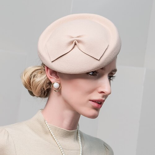 

Fashion Elegant 100% Wool Hats with Bowknot / Pure Color 1PC Party / Evening / Tea Party Headpiece