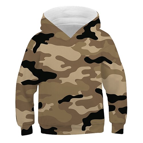 

Kids Girls' Hoodie Camo Casual Long Sleeve Active 7-13 Years Winter Green Black Light Green