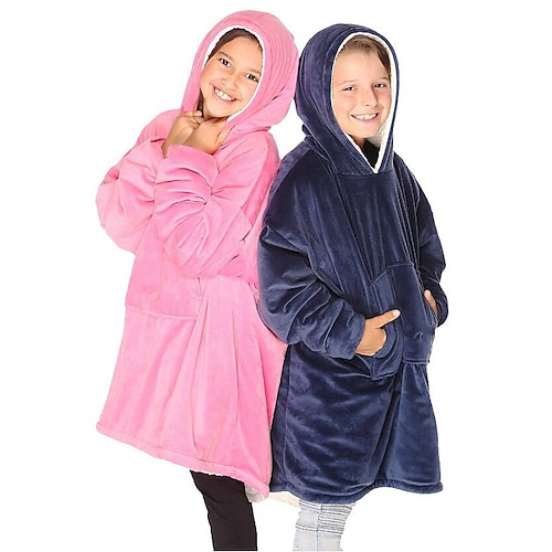 

Enfant Couverture à capuche surdimensionnée Couverture portable avec poche Plein Combinaison de Pyjamas Flanelle Cosplay Pour Garçon Fille Noël Pyjamas Animale Dessin animé Fête / Célébration Les