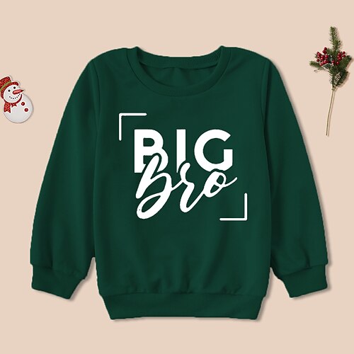 

Toddler Boys Sweatshirt Pullover Letter Long Sleeve Crewneck Children Top Outdoor Sweatshirt Daily Green Fall 3-7 Years / Spring