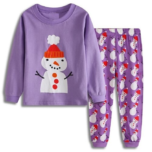 

2 Pieces Toddler Boys Christmas T-shirt & Pants Outfit Cartoon Santa Claus Long Sleeve Crewneck Set Outdoor Cool Daily Winter Fall 3-7 Years Green Black Purple