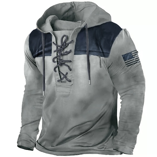 

Men's Unisex Pullover Hoodie Sweatshirt Army Green Hooded Color Block Graphic Prints Lace up Print Sports & Outdoor Daily Sports 3D Print Basic Streetwear Designer Spring & Fall Clothing Apparel