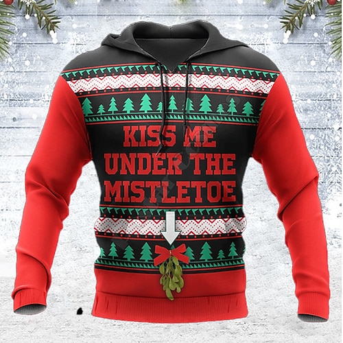 

Men's Pullover Hoodie Sweatshirt Light Green Red Light Green Hooded Letter Graphic Prints Print Christmas Daily Sports 3D Print Basic Streetwear Designer Spring Fall Clothing Apparel Hoodies