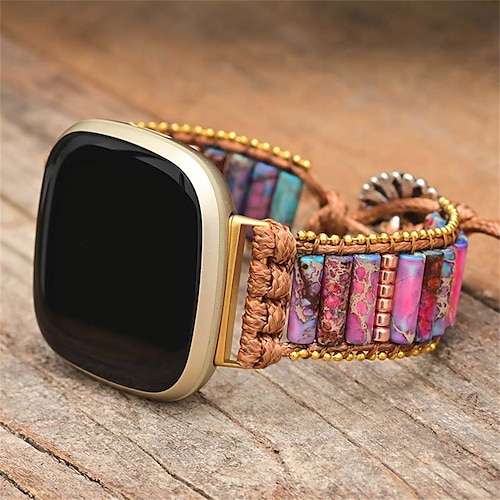 

1PC Smart Watch Band Compatible with Fitbit Versa 3 / Sense Versa 2 / Versa / Versa Lite Fabric Smartwatch Strap Handmade Adjustable Breathable Handmade Braided Rope Replacement Wristband