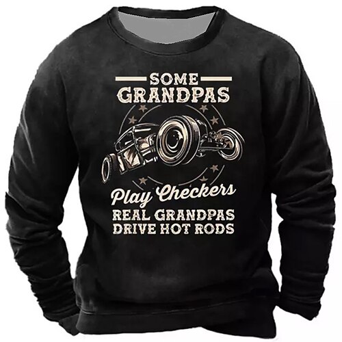 

Men's Sweatshirt Pullover Black And White Black Crew Neck Letter Car Graphic Prints Print Daily Sports Holiday 3D Print Basic Streetwear Designer Spring Fall Clothing Apparel Hoodies Sweatshirts