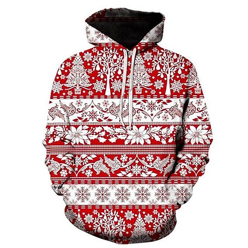 

Men's Pullover Hoodie Sweatshirt Red Hooded Graphic Prints Snowflake Flower Print Christmas Daily Sports 3D Print Basic Streetwear Designer Spring & Fall Clothing Apparel Hoodies Sweatshirts