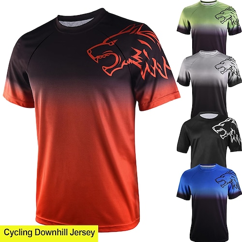 

Men's Short Sleeve Downhill Jersey Gradient Wolf Bike Shirt Mountain Bike MTB Road Bike Cycling Forest Green Black Green Spandex Polyester Breathable Quick Dry Moisture Wicking Sports Clothing Apparel