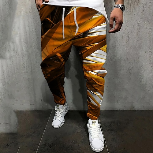 

Men's Joggers Trousers Casual Pants Drawstring Elastic Waist 3D Print Graphic Prints Comfort Casual Daily Streetwear Basic Fashion Blue Red Micro-elastic