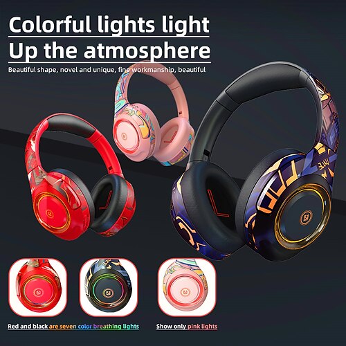 

EL-A2 Gaming Headset Over Ear Bluetooth 5.1 Noise cancellation LED Light Built-in Mic for Apple Samsung Huawei Xiaomi MI Everyday Use Traveling Cycling Mobile Phone PC Computer Gaming