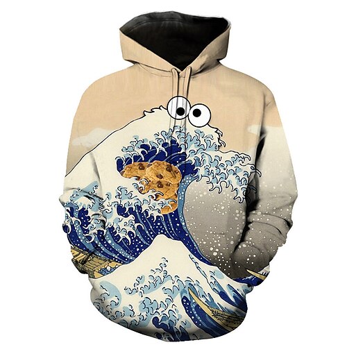 

Ukiyo-e vague de la mer Sweat à capuche Dessin Animé Manga Animé Poche avant Art graphique Sweat à capuche Pour Homme Femme Unisexe Adulte Impression 3D 100 % Polyester