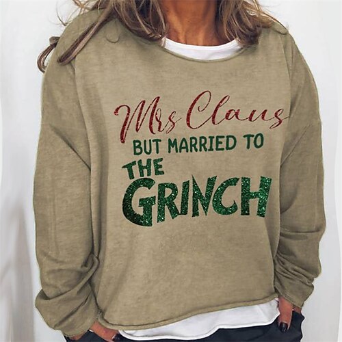 

Women's Plus Size Tops Pullover Sweatshirt Letter Fake two piece Print Long Sleeve Crew Neck Casual Daily Sports Polyester Winter Fall Green Black