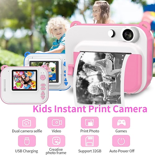 Appareil photo d'impression instantanée pour enfants avec imprimante  thermique Enfant Photo numérique Jouet de fille Enfant Vidéo Cadeau