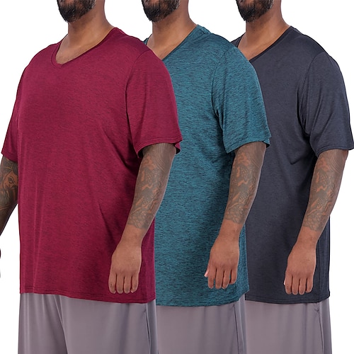 

3 Pack Mens Big Tall V-Neck Short-Sleeve Tech Stretch Dry-Fit T-Shirt