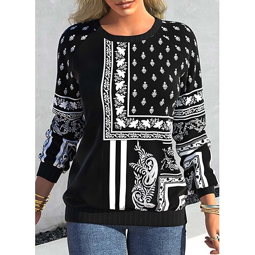 

Women's Sweatshirt Pullover Basic Green Black Blue Floral Geometric Street Round Neck Long Sleeve S M L XL 2XL 3XL