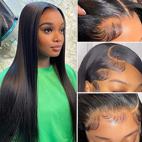 

Lace Front Wigs Human Hair 13x4 HD Transparent Straight Lace Frontal Wigs Human Hair for Black Women 180% Density Brazilian Virgin Human Hair Wigs Pre Plucked with Baby Hair Natural Hairline