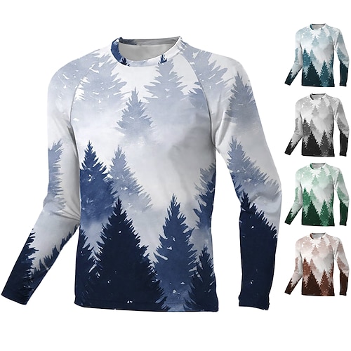 

Men's Downhill Jersey Long Sleeve Green Dark Blue Brown Bike Quick Dry Spandex Sports Tree Clothing Apparel