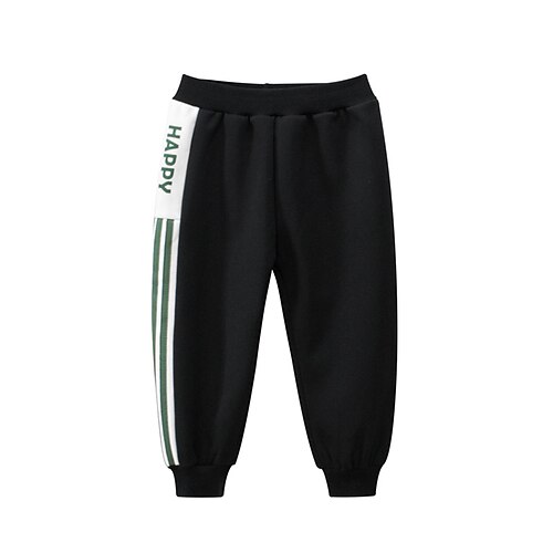 

Toddler Boys Pants Trousers Pocket Solid Color Letter Keep Warm Soft Comfort Pants School Fashion Daily Black Blue Mid Waist