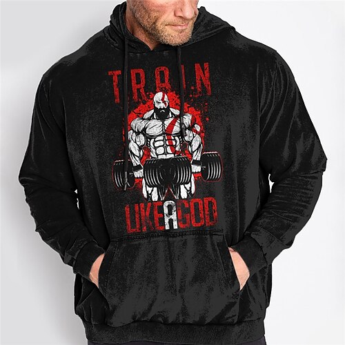 

Men's Plus Size Pullover Hoodie Sweatshirt Big and Tall 3D Print Hooded Long Sleeve Spring & Fall Basic Fashion Streetwear Comfortable Work Daily Wear Tops
