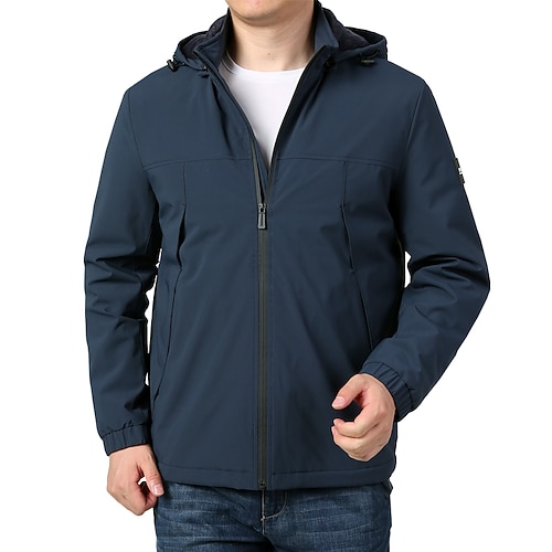 

Men's Teddy Coat Outdoor Daily Winter Fall Regular Coat Regular Fit Windproof Rain Waterproof Warm Quick Dry Sporty Casual Jacket Long Sleeve Plain Full Zip Black Blue Gray