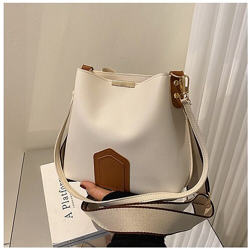 

Women's Leather Bag Crossbody Bag Shoulder Bag PU Leather Solid Color Daily Black Blue khaki White